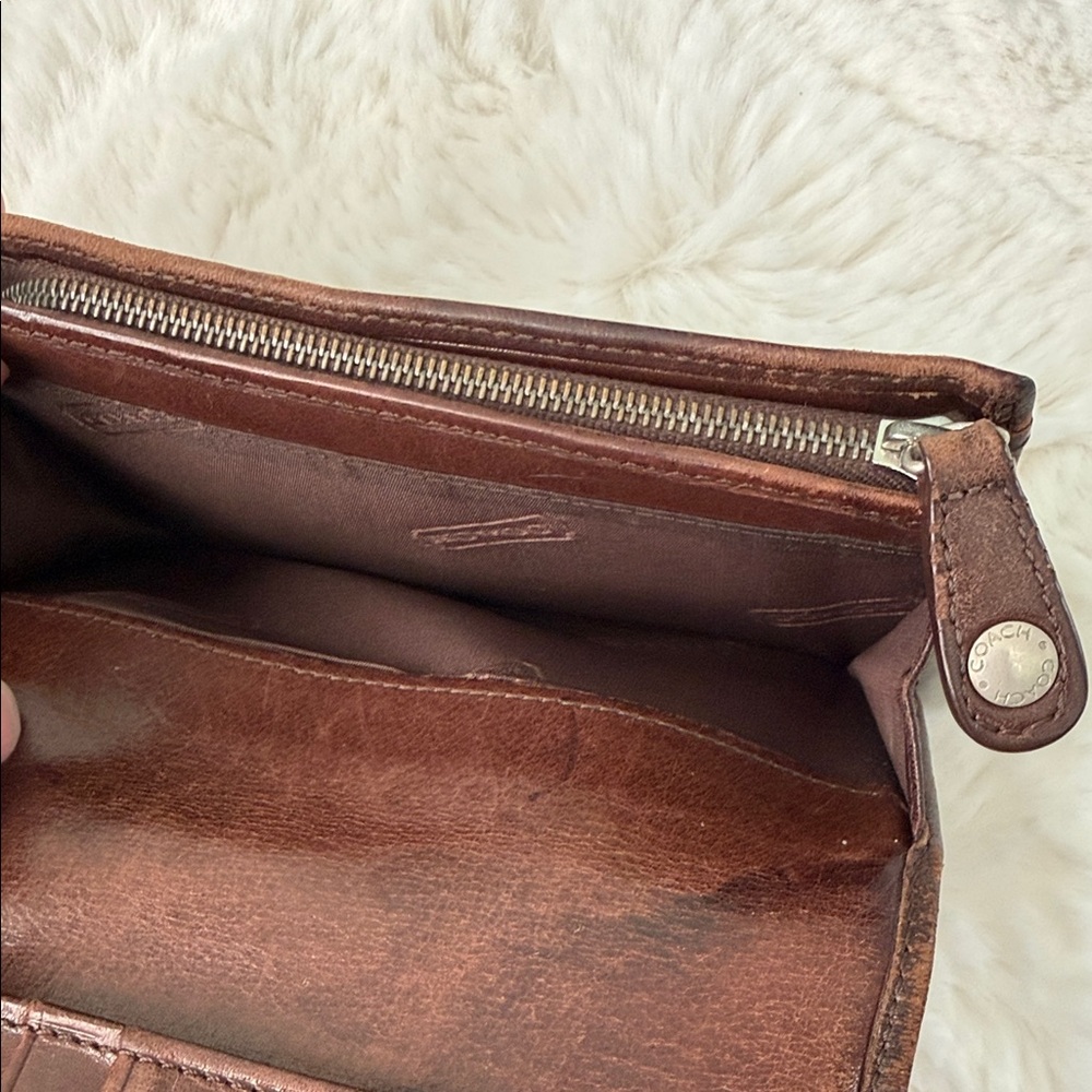 Vintage Y2K Coach Mahogany Brown Leather Billfold Wallet - Picture 9 of 17